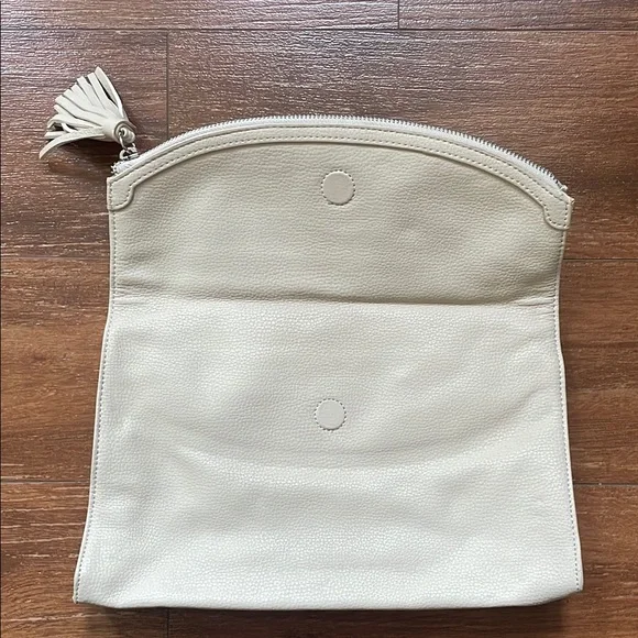 Express Cream Clutch with Tassel and Flap Closure - Picture 2 of 6
